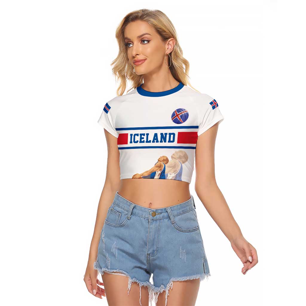 Iceland Basketball Custom Raglan Cropped T Shirt White Style