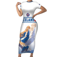 Iceland Basketball Custom Short Sleeve Bodycon Dress White Style