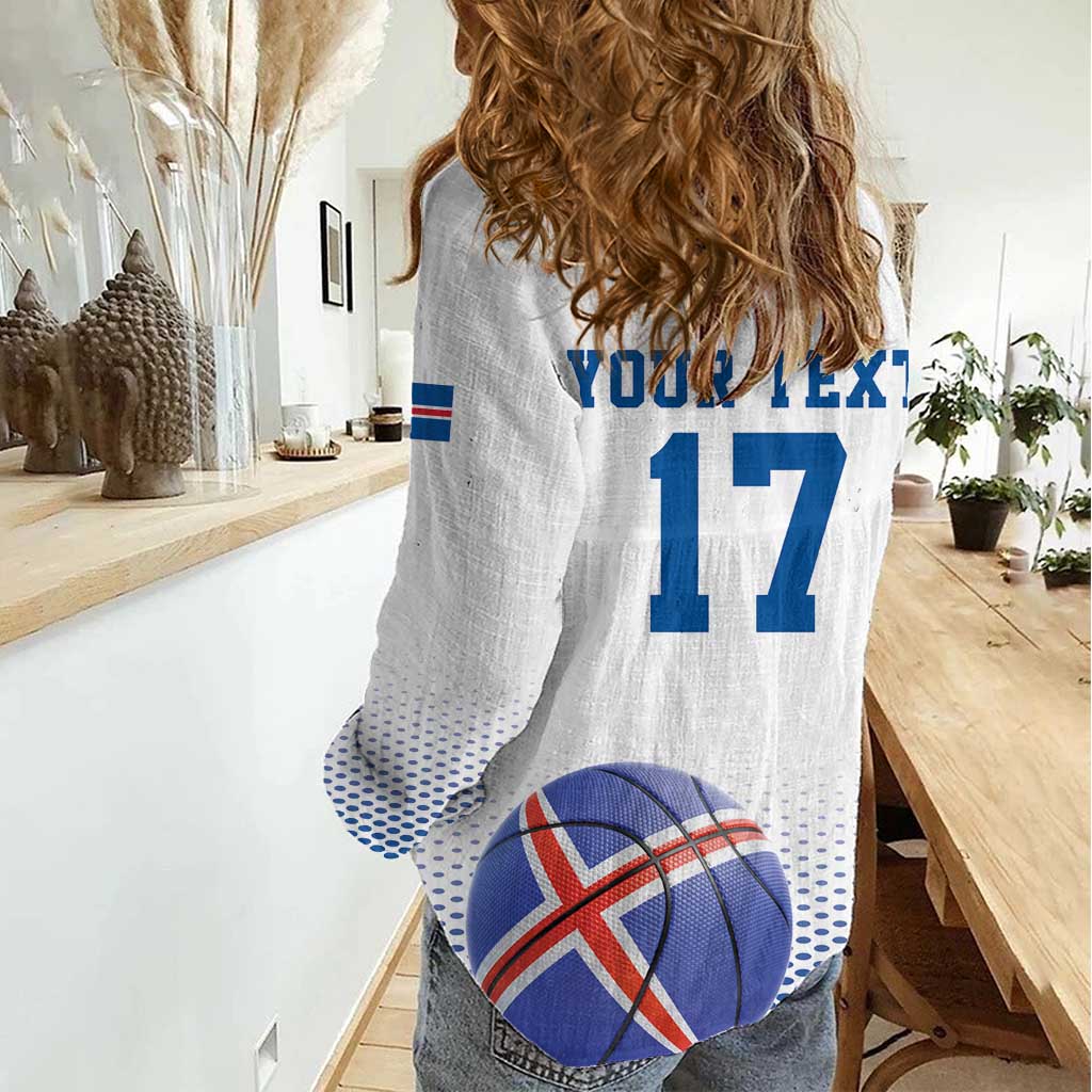 Iceland Basketball Custom Women Casual Shirt White Style