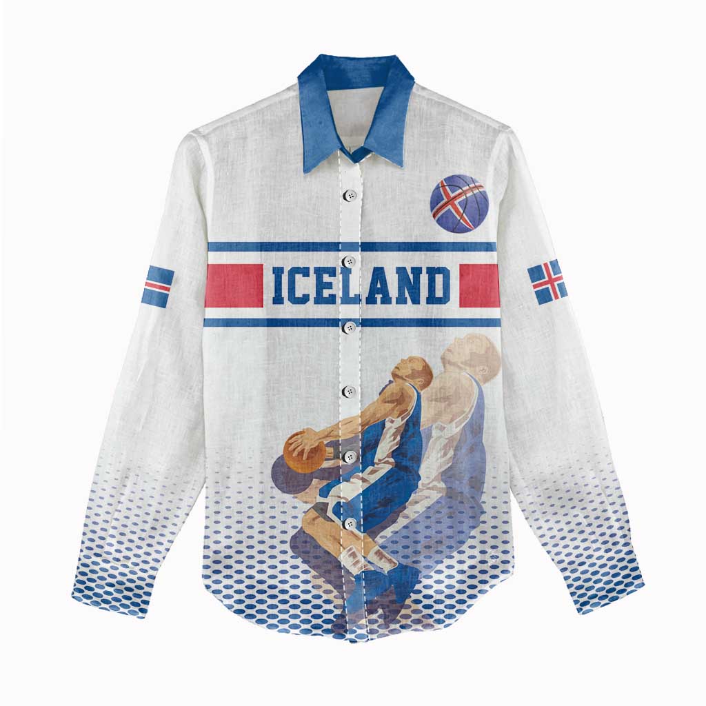 Iceland Basketball Custom Women Casual Shirt White Style