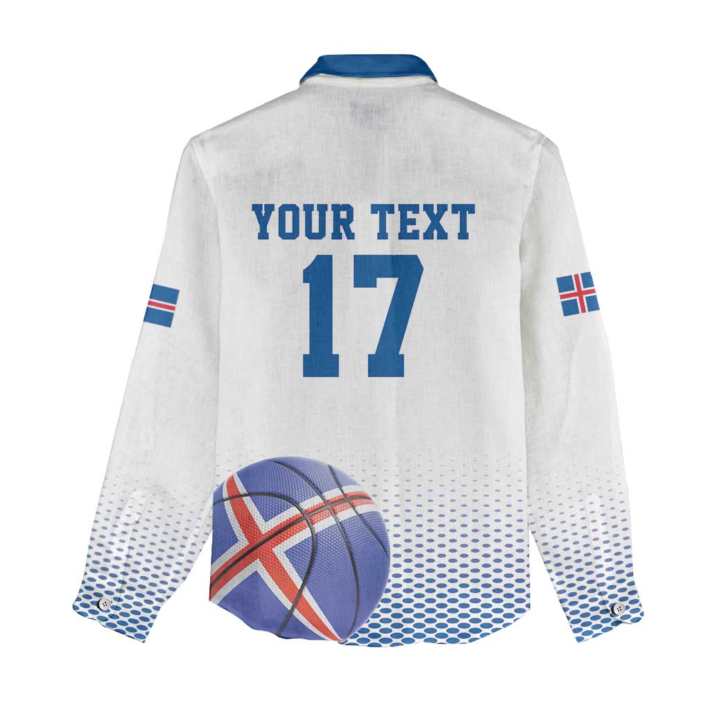 Iceland Basketball Custom Women Casual Shirt White Style