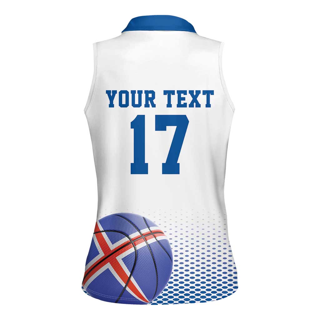 Iceland Basketball Custom Women Sleeveless Polo Shirt White Style