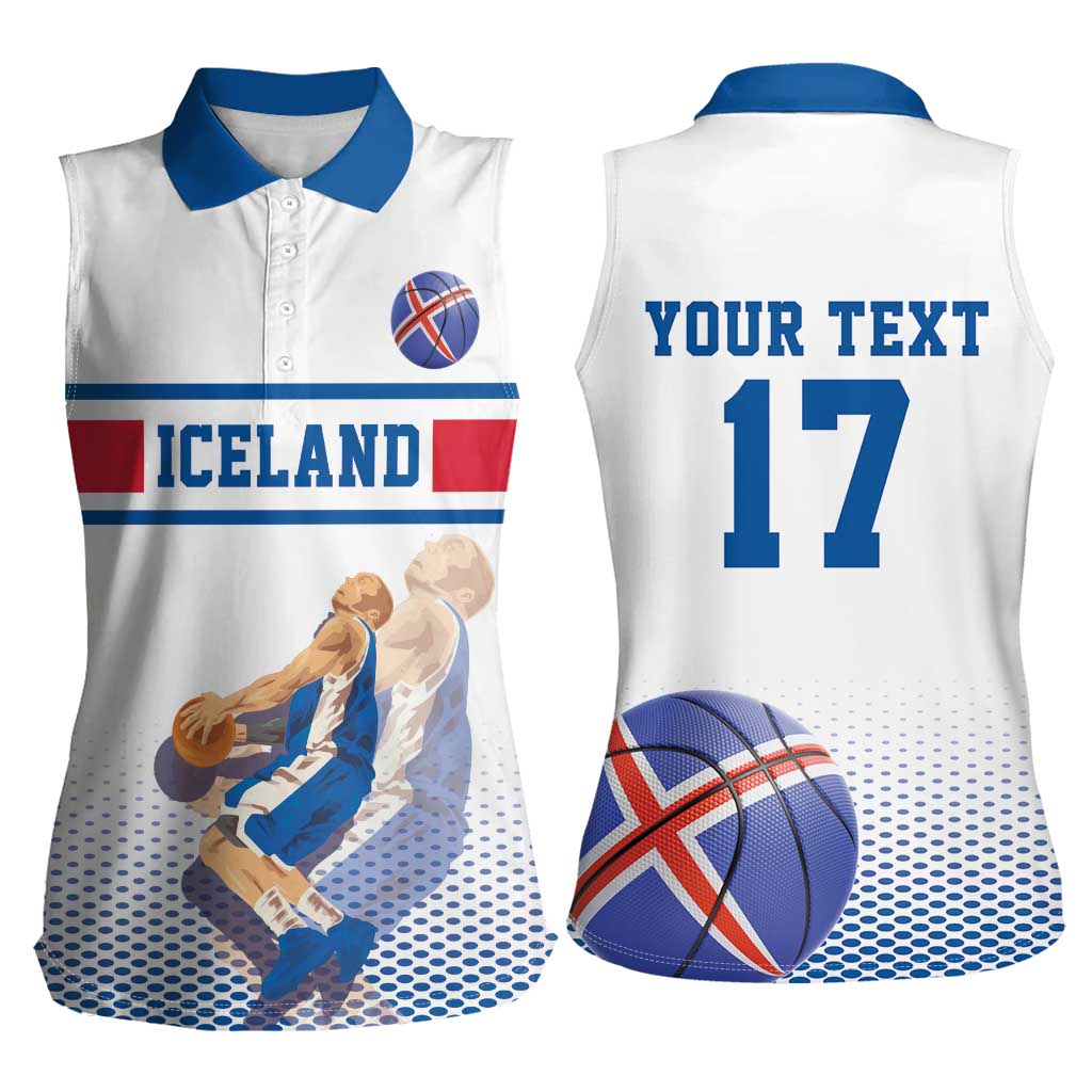 Iceland Basketball Custom Women Sleeveless Polo Shirt White Style