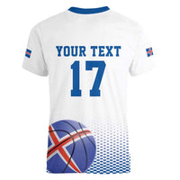 Iceland Basketball Custom Women V-Neck T-Shirt White Style