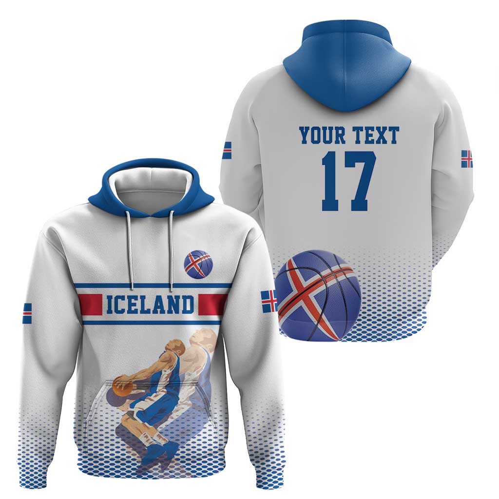 Iceland Basketball Custom Zip Hoodie White Style