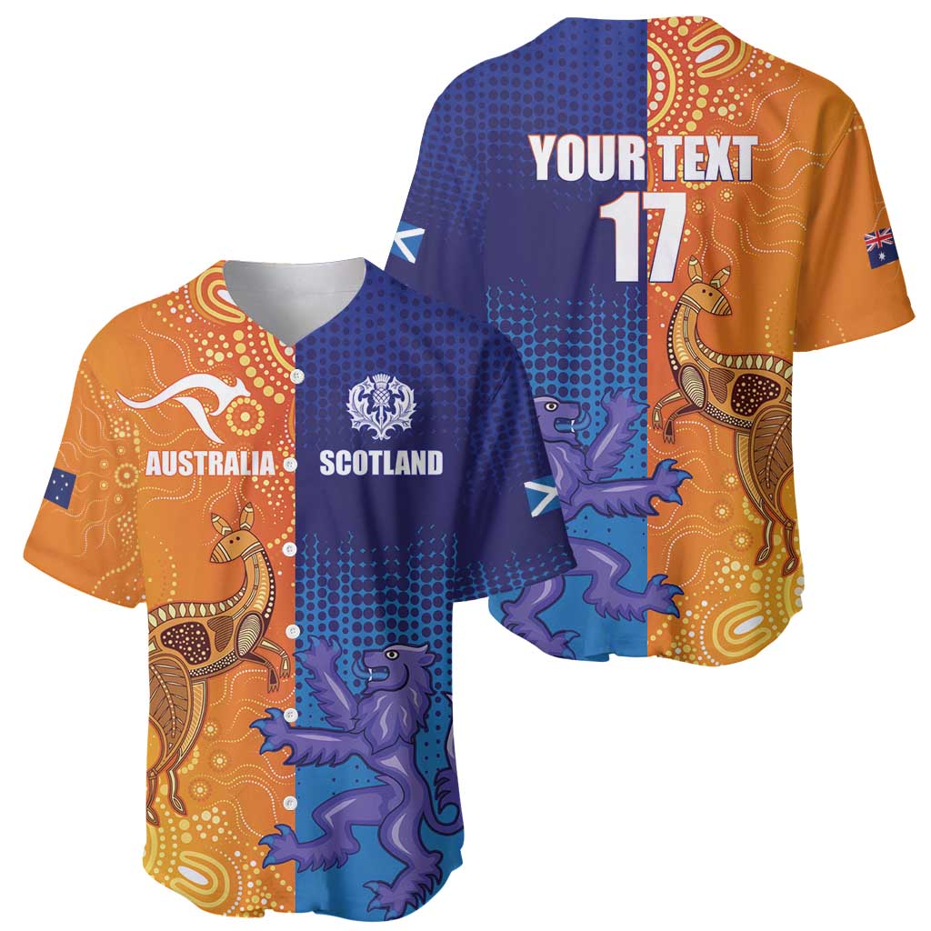 Custom Scotland and Australia Rugby Baseball Jersey Wallabies Thistle Together