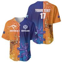 Custom Scotland and Australia Rugby Baseball Jersey Wallabies Thistle Together