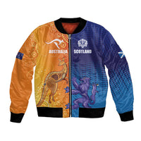 Custom Scotland and Australia Rugby Bomber Jacket Wallabies Thistle Together