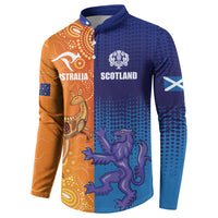 Custom Scotland and Australia Rugby Button Sweatshirt Wallabies Thistle Together