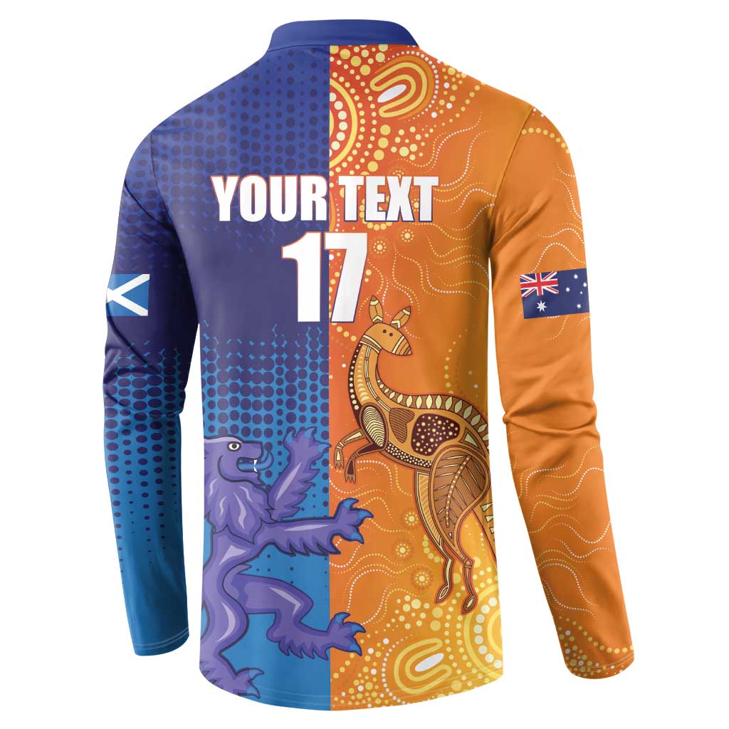 Custom Scotland and Australia Rugby Button Sweatshirt Wallabies Thistle Together