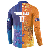 Custom Scotland and Australia Rugby Button Sweatshirt Wallabies Thistle Together