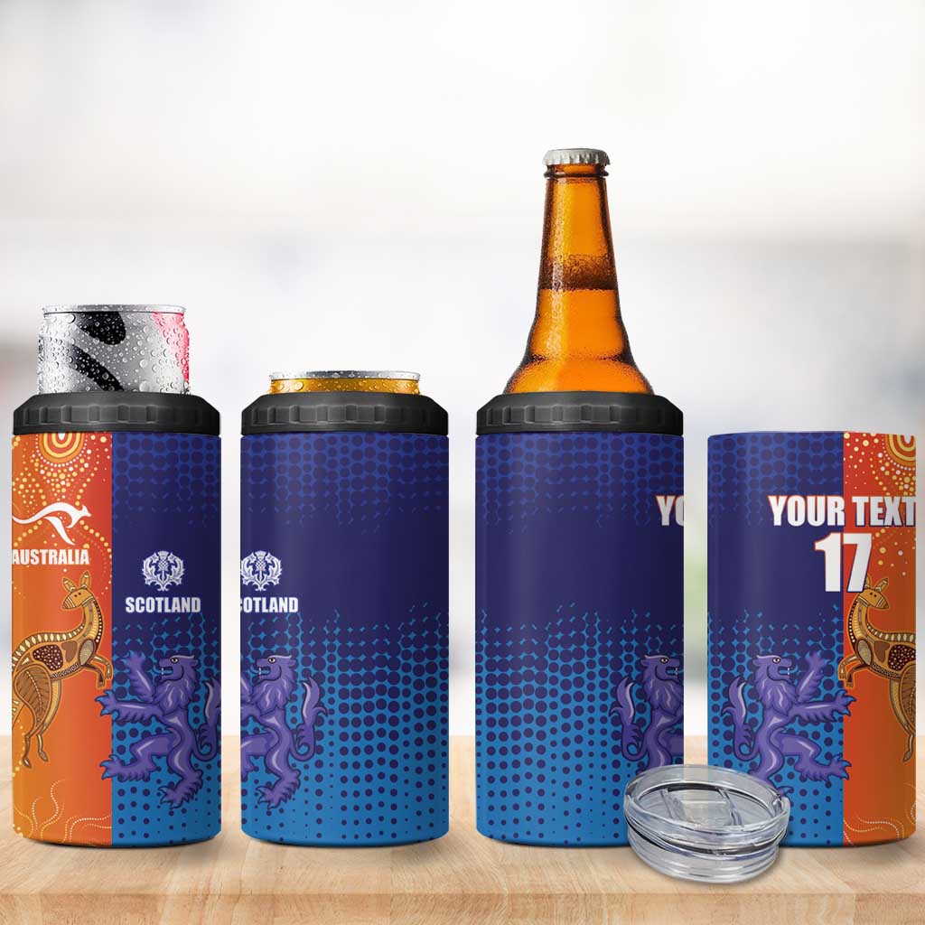 Custom Scotland and Australia Rugby 4 in 1 Can Cooler Tumbler Wallabies Thistle Together