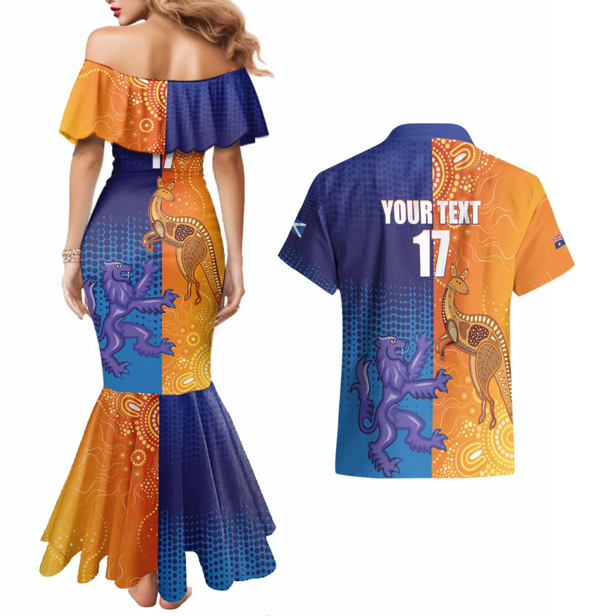 Custom Scotland and Australia Rugby Couples Matching Mermaid Dress and Hawaiian Shirt Wallabies Thistle Together