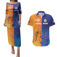 Custom Scotland and Australia Rugby Couples Matching Puletasi and Hawaiian Shirt Wallabies Thistle Together