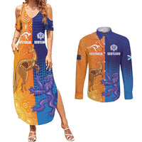 Custom Scotland and Australia Rugby Couples Matching Summer Maxi Dress and Long Sleeve Button Shirt Wallabies Thistle Together
