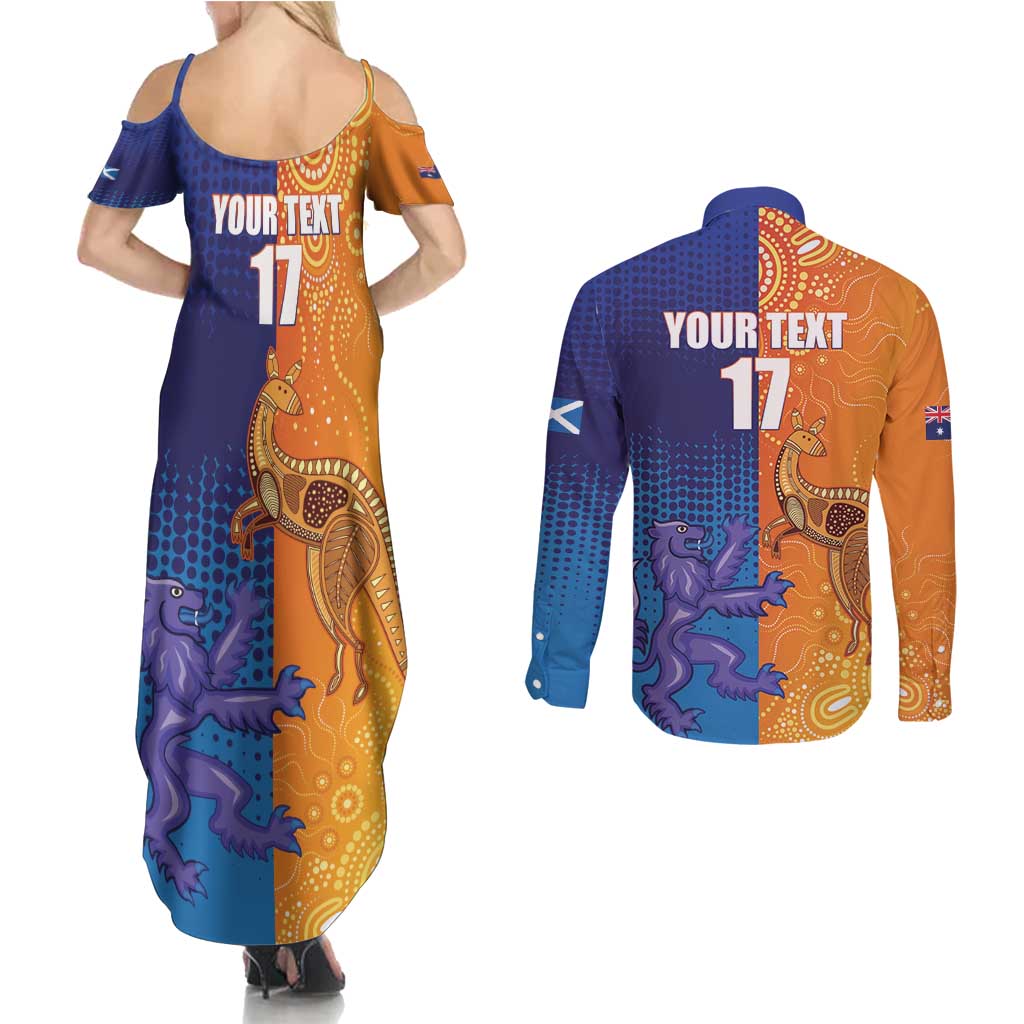 Custom Scotland and Australia Rugby Couples Matching Summer Maxi Dress and Long Sleeve Button Shirt Wallabies Thistle Together