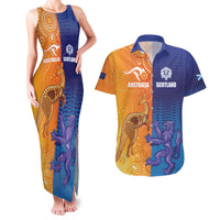 Custom Scotland and Australia Rugby Couples Matching Tank Maxi Dress and Hawaiian Shirt Wallabies Thistle Together