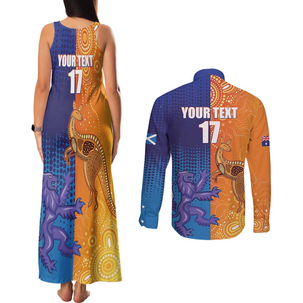 Custom Scotland and Australia Rugby Couples Matching Tank Maxi Dress and Long Sleeve Button Shirt Wallabies Thistle Together