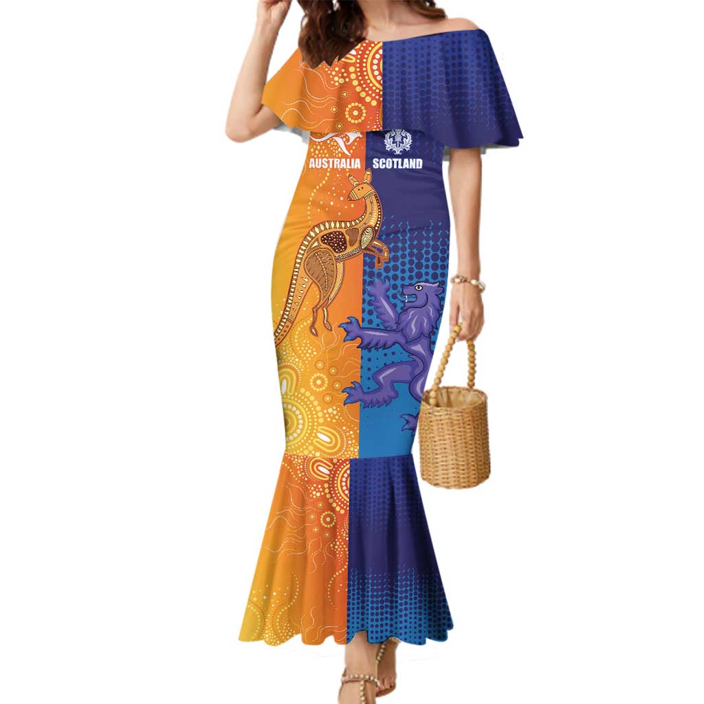 Custom Scotland and Australia Rugby Family Matching Mermaid Dress and Hawaiian Shirt Wallabies Thistle Together