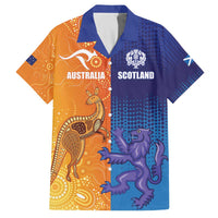 Custom Scotland and Australia Rugby Family Matching Off The Shoulder Long Sleeve Dress and Hawaiian Shirt Wallabies Thistle Together