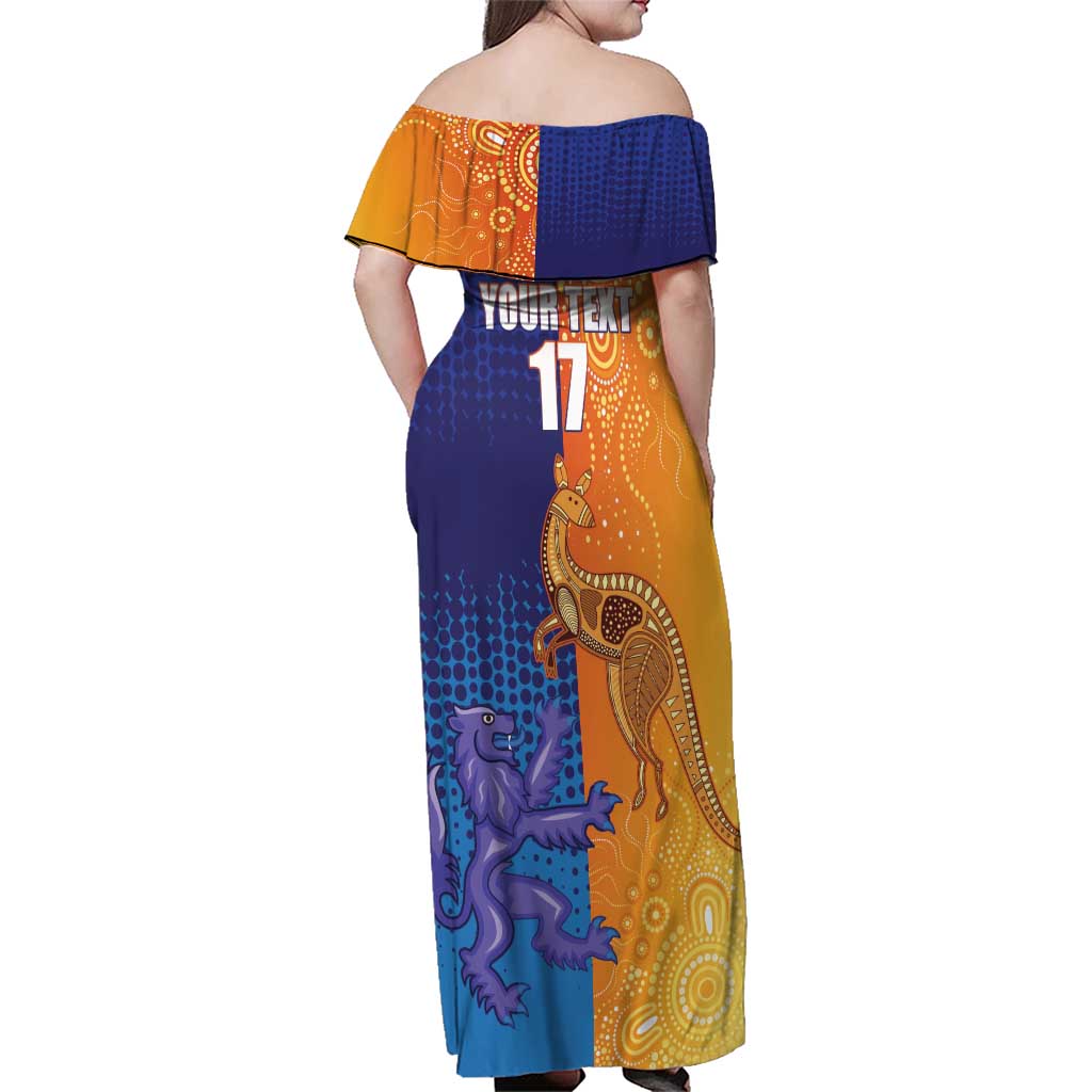 Custom Scotland and Australia Rugby Family Matching Off Shoulder Maxi Dress and Hawaiian Shirt Wallabies Thistle Together