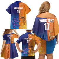 Custom Scotland and Australia Rugby Family Matching Off Shoulder Short Dress and Hawaiian Shirt Wallabies Thistle Together