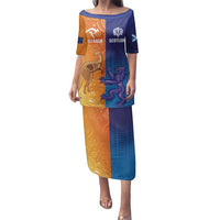 Custom Scotland and Australia Rugby Family Matching Puletasi and Hawaiian Shirt Wallabies Thistle Together