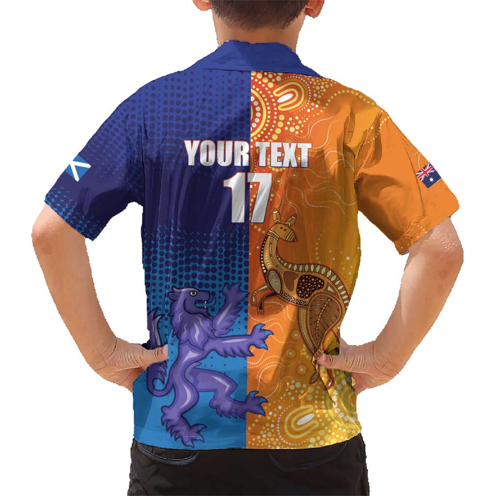 Custom Scotland and Australia Rugby Family Matching Short Sleeve Bodycon Dress and Hawaiian Shirt Wallabies Thistle Together