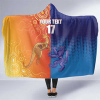 Custom Scotland and Australia Rugby Hooded Blanket Wallabies Thistle Together
