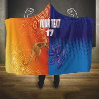 Custom Scotland and Australia Rugby Hooded Blanket Wallabies Thistle Together