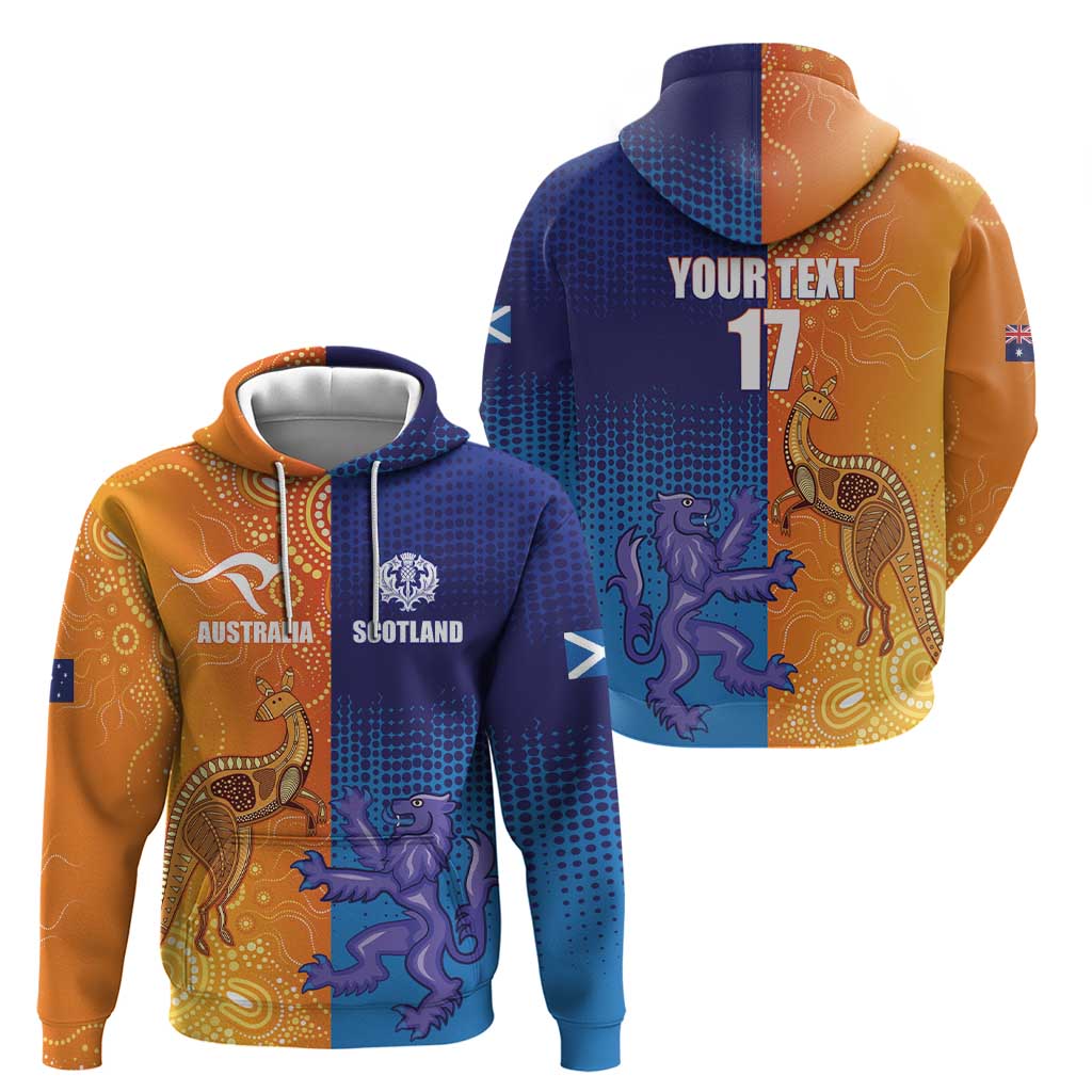 Custom Scotland and Australia Rugby Hoodie Wallabies Thistle Together