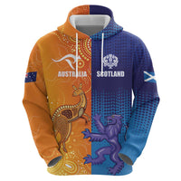 Custom Scotland and Australia Rugby Hoodie Wallabies Thistle Together