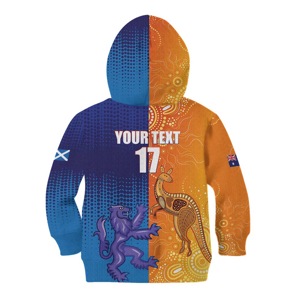 Custom Scotland and Australia Rugby Kid Hoodie Wallabies Thistle Together