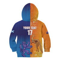 Custom Scotland and Australia Rugby Kid Hoodie Wallabies Thistle Together