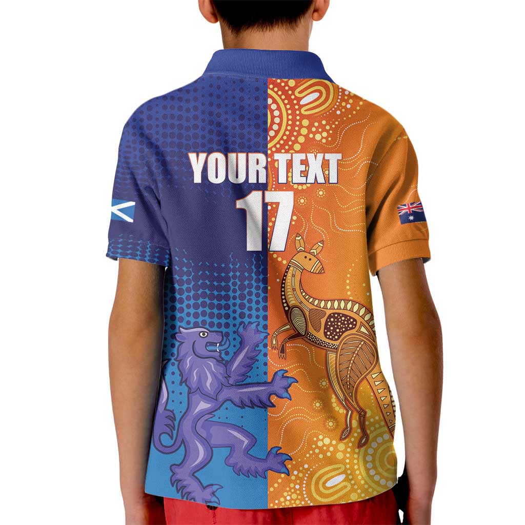 Custom Scotland and Australia Rugby Kid Polo Shirt Wallabies Thistle Together