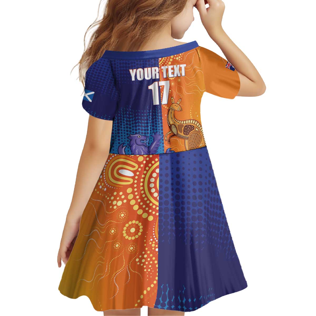Custom Scotland and Australia Rugby Kid Short Sleeve Dress Wallabies Thistle Together