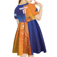 Custom Scotland and Australia Rugby Kid Short Sleeve Dress Wallabies Thistle Together