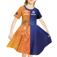 Custom Scotland and Australia Rugby Kid Short Sleeve Dress Wallabies Thistle Together