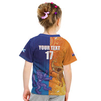 Custom Scotland and Australia Rugby Kid T Shirt Wallabies Thistle Together