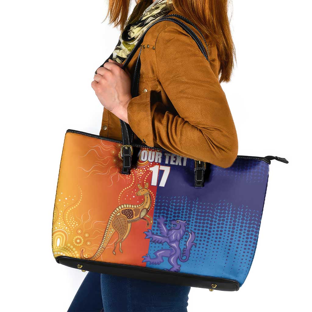 Custom Scotland and Australia Rugby Leather Tote Bag Wallabies Thistle Together