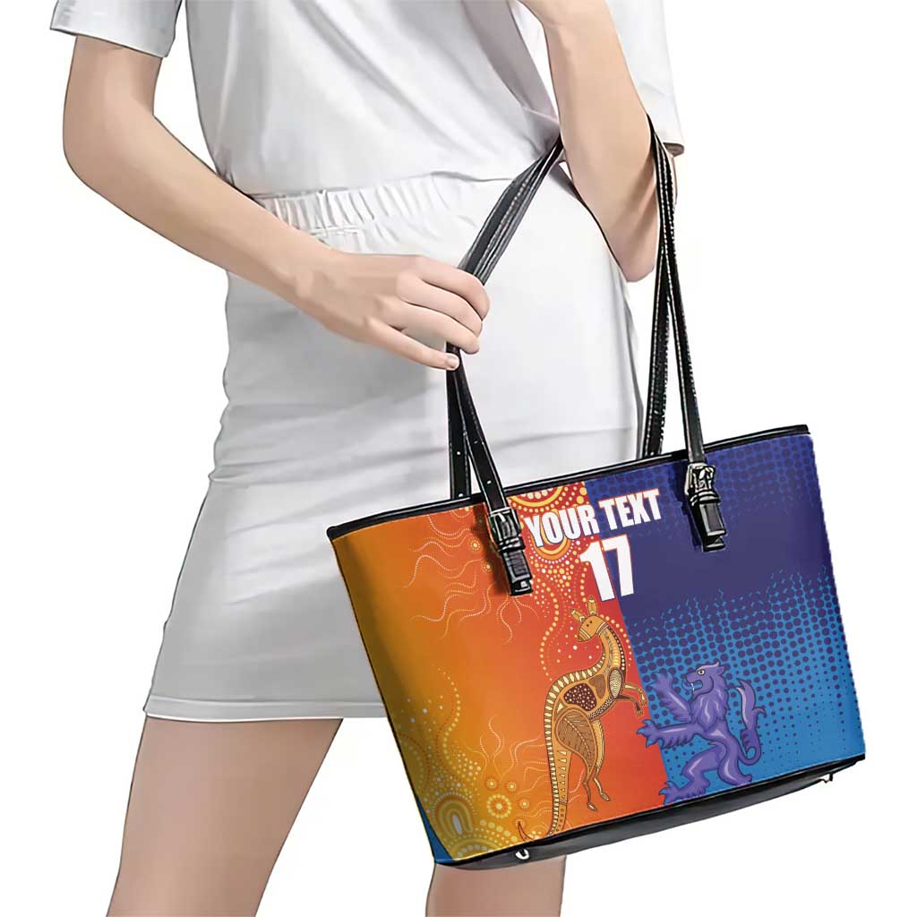 Custom Scotland and Australia Rugby Leather Tote Bag Wallabies Thistle Together