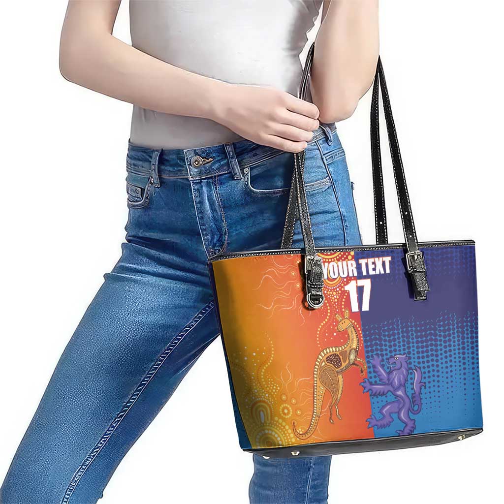 Custom Scotland and Australia Rugby Leather Tote Bag Wallabies Thistle Together