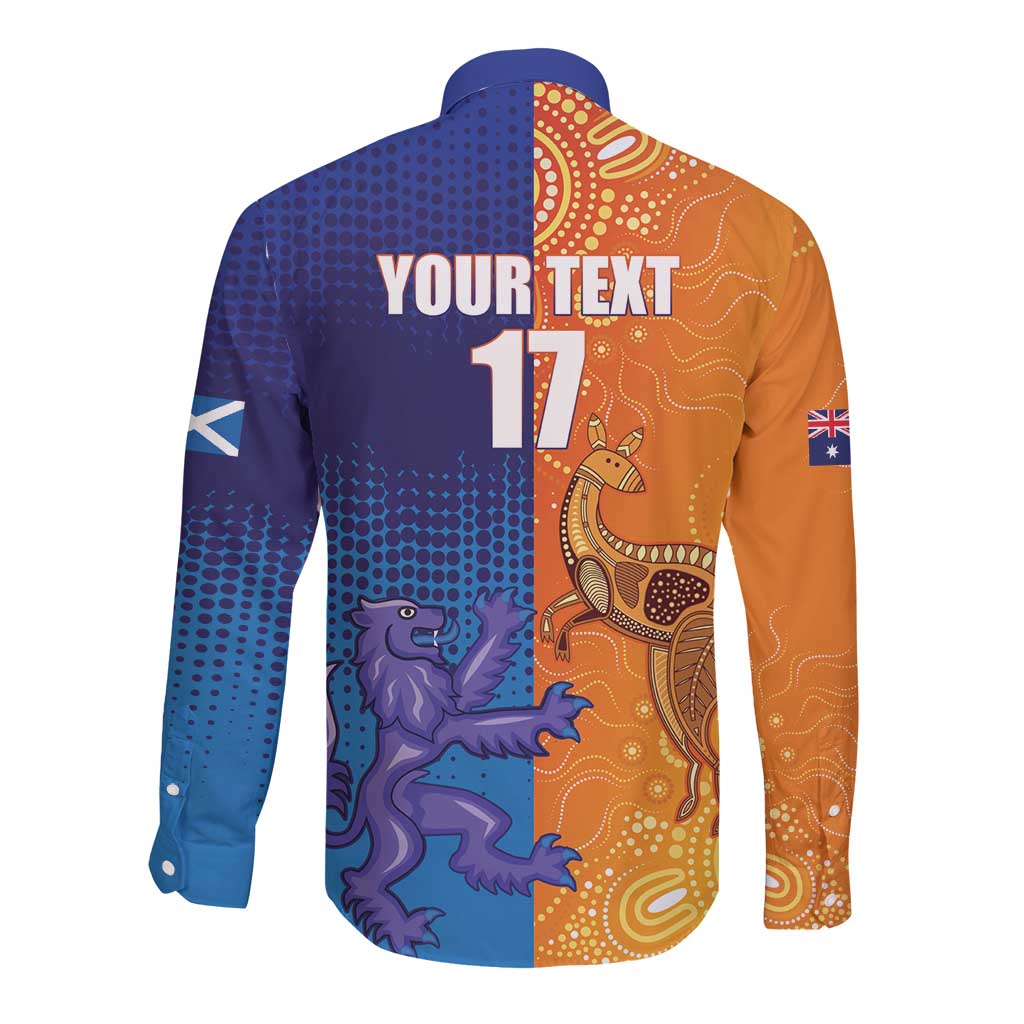Custom Scotland and Australia Rugby Long Sleeve Button Shirt Wallabies Thistle Together