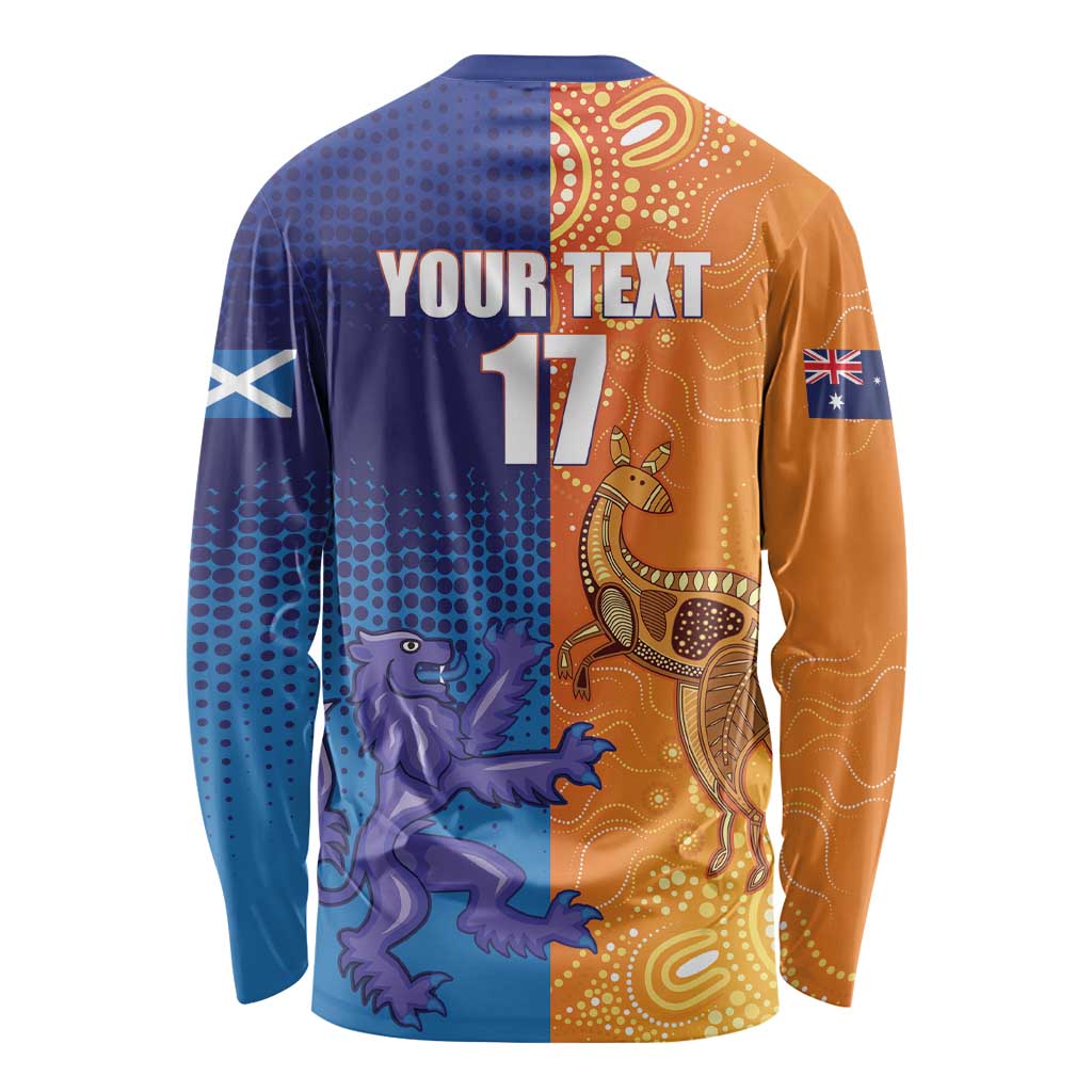 Custom Scotland and Australia Rugby Long Sleeve Shirt Wallabies Thistle Together