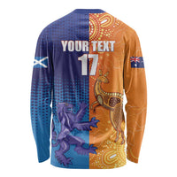 Custom Scotland and Australia Rugby Long Sleeve Shirt Wallabies Thistle Together