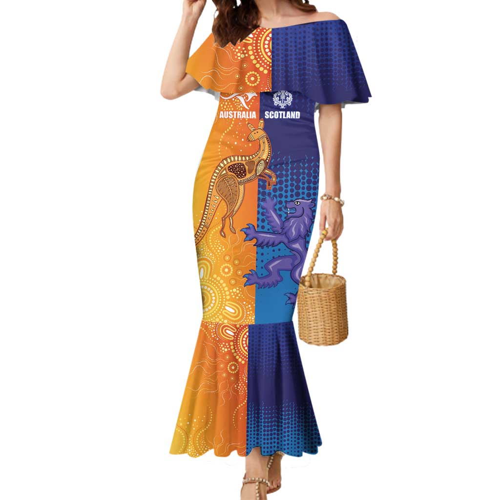 Custom Scotland and Australia Rugby Mermaid Dress Wallabies Thistle Together