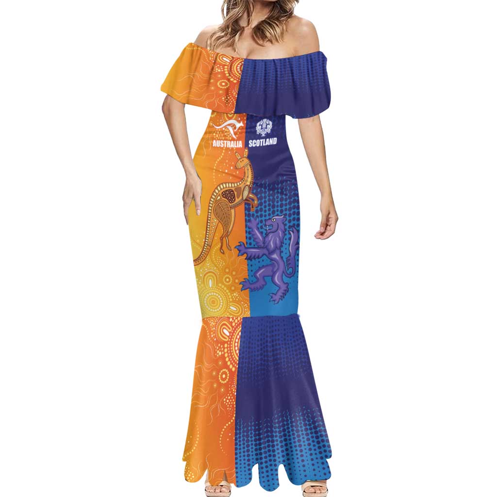 Custom Scotland and Australia Rugby Mermaid Dress Wallabies Thistle Together