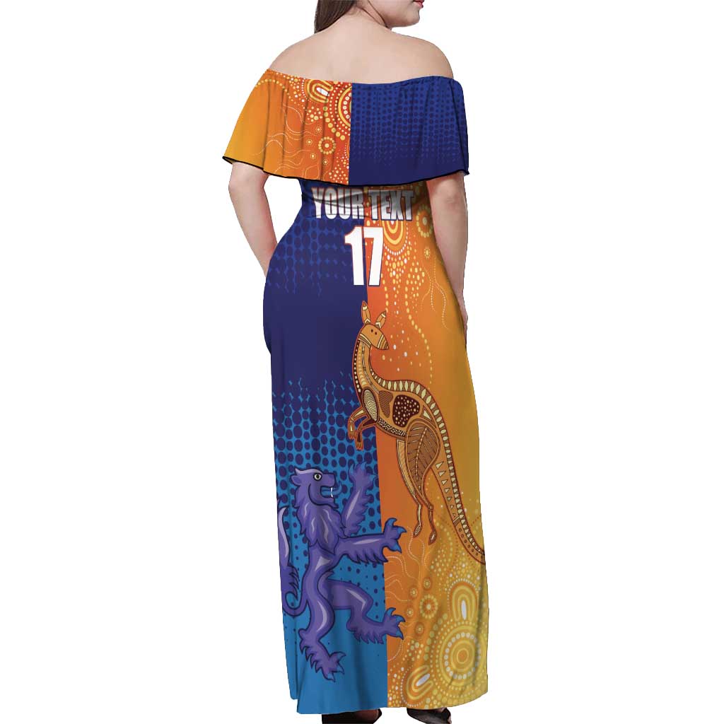 Custom Scotland and Australia Rugby Off Shoulder Maxi Dress Wallabies Thistle Together