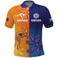 Custom Scotland and Australia Rugby Polo Shirt Wallabies Thistle Together