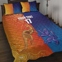 Custom Scotland and Australia Rugby Quilt Bed Set Wallabies Thistle Together